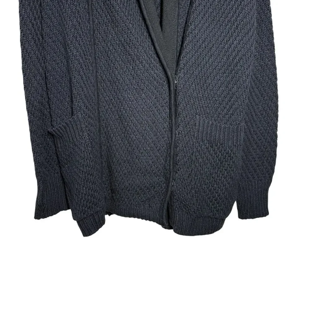 Lululemon Navy Blue Inkwell Black Cotton Blend Post Practice Knit Cardigan - 8